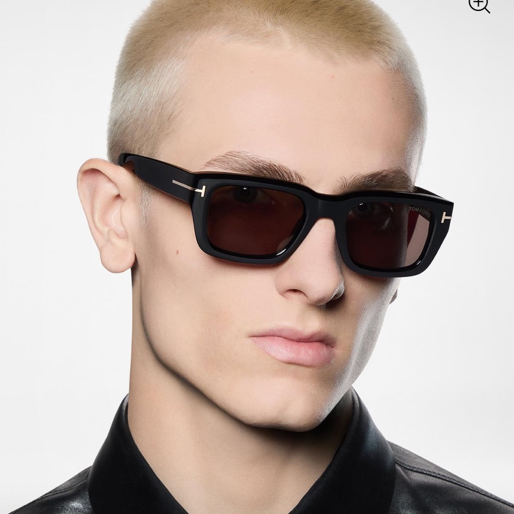 NWT Tom Ford Black Rectangular Sunglasses with Da… - image 1